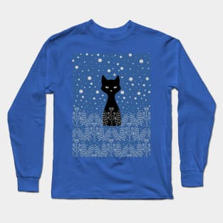Black Winter Cat Long Sleeve T-Shirt